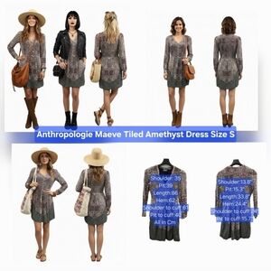 Anthropologie Maeve Tiled Amethyst Dress Size S